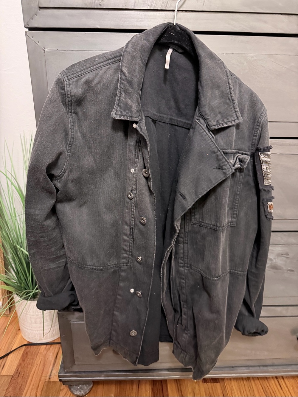 Free People Black Washed Utility Jacket